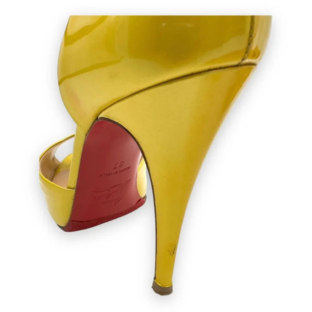 [relisted] Christian Louboutin Bright Yellow Peep Toe Heels - Picture 10 of 11